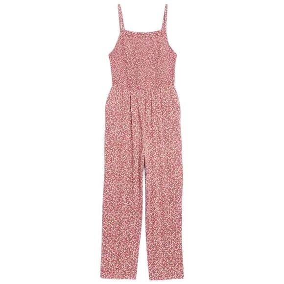 Old Navy Smocked Cami Jumpsuit Ruffled Square Neck Ditsy Floral Print Med - Picture 3 of 13
